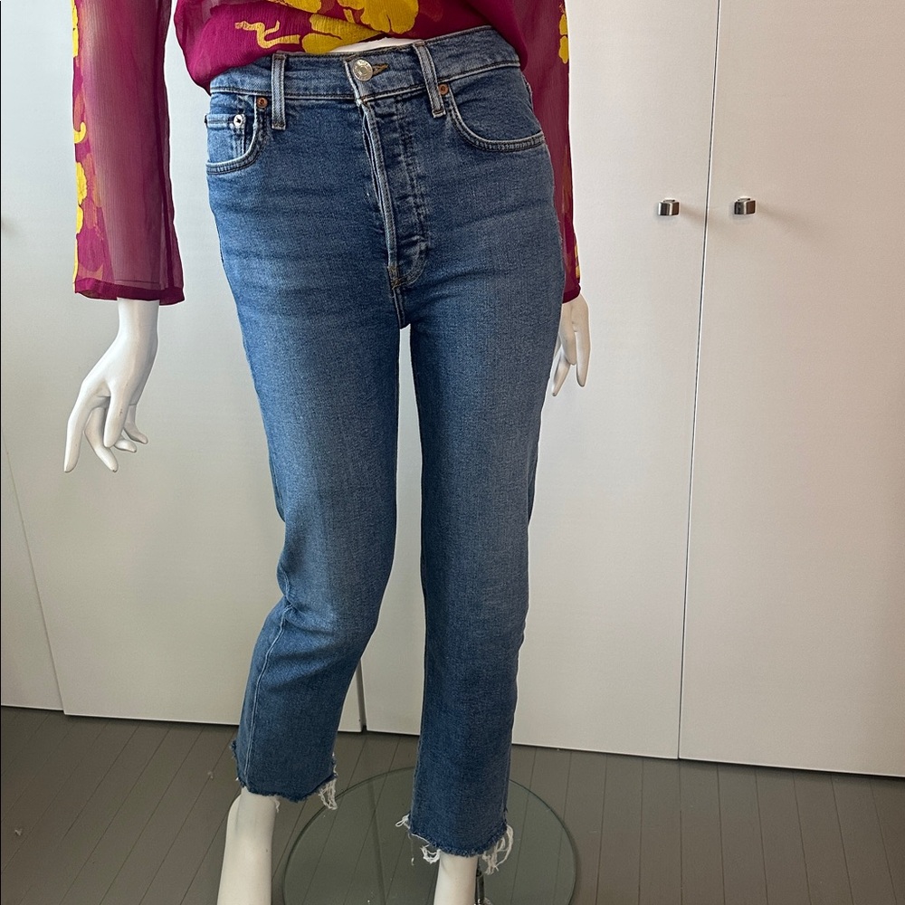 RE/DONE stretchy High Rise Ankle Straight Leg Jeans 26